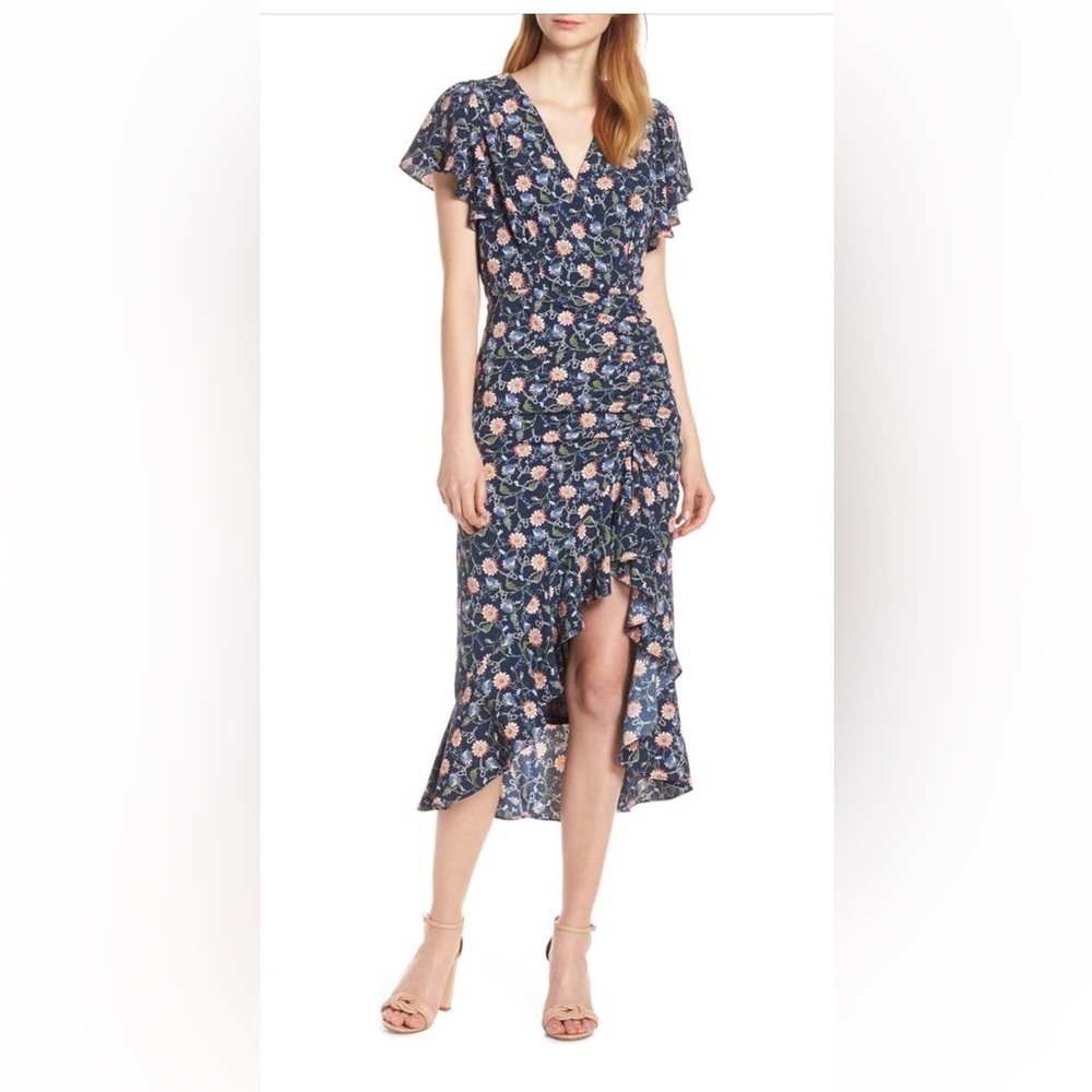 Chelsea28 Ruched Floral High/Low Dress